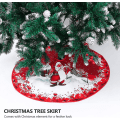 Miniatyrbillede 3 af 4: Træskørt 35 Tommer Træmåtte Juletræ Julepynt Julepynt Indendørs Udendørs Julefest Tilbehør Rød Julemandsstil (1 stk, rød)