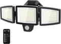 65W LED Solar Security Light Motion Detector Floodlight Outdoor, 6500LM, IP65 Waterproof, 6500K – Adjustable 3-Head Floodlight with Motion Detector