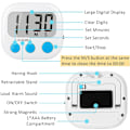 Miniatyrbillede 3 af 5: 6 Pak Digitale Køkken Timere til Madlavning Magnetisk Timer til Madlavning Høj Alarm Hvid Spisebord Timer