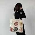 Miniatyrbillede 4 af 5: 2 stk. Canvas Tote Bag til Kvinder Skuldertaske med lynlås Arbejde Strand Rejse og Indkøbspose