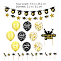 Miniatyrbillede 2 af 4: 1 Sæt Graduation Party Balloner Banner Kage Toppers Sequin Balloner Kit (Sort Guld)Sort15X8cm