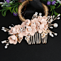 Miniatyrbilde 3 av 4: Blomsterkam for bryllup 4 stk. Krystall Bryllupshårkam Brudens Hårsidekam Rhinestone Brudens Hodeplagg for Kvinner og Jenter Rosa Farge