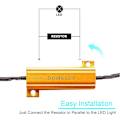 Miniatyrbillede 3 af 5: 4 stk. 50W 6ohm LED Belastningsmodstande LED Blinklysmodstand Blinkadapter Flash Fix Fejl til LED Blinklys LED Nummerpladelys DRL