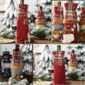 Miniatyrbilde 3 av 5: Julevinflaskedekselsett for julebryllup, bursdag, ferie, middagsbordets dekorasjon