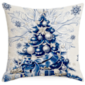 Miniatyrbilde 4 av 5: 4 stk Vinter Jul Blå Putesett 18x18 tommer, Hjem Soverom Sengetøy Stue Sofa Putetrekk Dekorasjon