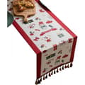 Christmas Table Runner - 35.5 x 177.8 cm - Red and White with Snowman and Snowflake Pattern - For Dining Room - 1 Piece