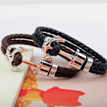 Miniatyrbillede 1 af 5: 2 stk. Anker Armbånd til Mænd, Vegan Læder og Rustfrit Stål, Anker Armbåndsmodel, Sølvfarvet Rustfrit Stål Armbånd og Vegan Læder