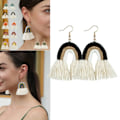 Miniatyrbilde 2 av 5: Iris Style Tassel Ørepynt, Hengefringe Ørepynt for Kvinner, Kongelig Svarte Tassel Ørepynt