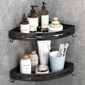 Miniatyrbillede 1 af 5: Selvklæbende Hjørnehylde Badeværelse Brusebad Caddy Organizer til Køkken Toilet Ingen Boring 2-lags Badeværelse Hjørnehylder Brusebad Caddies