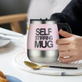 Miniatyrbilde 3 av 5: Selv-omrørende krus Automatisk selvblanding i rustfritt stål krus for kaffe/melk krus for kontor/kjøkken/reise/hjem (rosa)