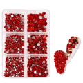 Miniatyrbilde 5 av 5: 5boks Blandet Størrelse Varmefikserte Runde Krystaller Steiner Glass Flat Back Rhinestones 5 farger - DIY negltilbehør