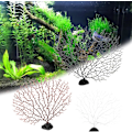 Miniatyrbillede 3 af 5: 2 stk Akvarium Simulerings Vandplanter Dekorative Genanvendelige Praktiske Kunstige Påfugltræ til Fiskekum Dekoration Sort S