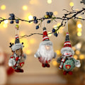Miniatyrbillede 5 af 5: 3 Pak Juletræsplys Ornamenter, Træhængere til Jul, Hjemmefest Dekoration, Julemand/Snemand/Rensdyr