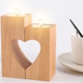 Miniatyrbilde 2 av 5: Tealight-lysestakelys, Trelysestakelys for Bord, Sett med 2 Kombinerte Hjerte-lysestakelys for Hjemmedekorasjon, Kvadratisk Square