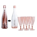 Miniatyrbillede 2 af 5: 6-delt Sæt (5 Vinglas + 1 Vinflaskebeholder) Rejse-bærbar Champagneglas Sæt Ideelt Til Picnic Udendørs Pool, Grill, Have Vaskbar Pink