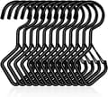 12 Pieces S-Hooks with Loop, 101mm Heavy Duty Metal S-Hook, Multi-function Hook, for Kitchen, Bathroom, Bedroom and Office (Black)