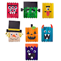 Miniatyrbilde 1 av 5: 7-delt Halloween-sett med uferdige trehåndverk for DIY-kunst for barn