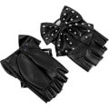 Pikkukuva 5 / 5: Lady Rivet Bow-Knot Puoli-Sormi Hansikas Jouluesitykseen 2kpl Valkoinen + Musta