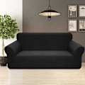 Miniatyrbillede 2 af 5: Sofa Betræk Stræk, Vandafvisende Og Ridsefast Til 3-Sæders Sofa Elegant Mønster Med Skridsikker Skumstænger (3-Sæders Sofa, Sort)