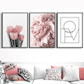 Miniatyrbild 2 av 3: 30x40 304 Rosa Pion & Tulpaner Rosblommor Väggkonst Canvasmålning Nordisk Minimalism Posters Och Tryck Väggbilder För Vardagsrum Inredning