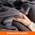 Pikkukuva 3 / 5: Fleece-peitto 230 x 230 cm Pehmeä ja lämmin sohvapeitto Fleece-huopa, pörröinen ja mukava flanellihuopa ja -ruudukot, harmaa