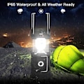 Pikkukuva 3 / 5: Musta Solar/USB Ladattava LED-lyhty, Tehokas Leirintälamppu, 2 Tilaa Kannettava Puutarha Lyhty, 360° Taskulamppu Ripustusvalaistus