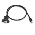 Pikkukuva 4 / 5: Paneliin asennettava kaapeli + ruuvi Mini USB 5-napainen uros USB 2.0 B -liitäntään naaras Musta