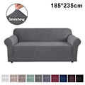 Miniatyrbild 1 av 5: Stretch Soffaöverdrag Möbelskydd Sofföverdrag Mjuk Med Elastisk Bottencheckar Fleece Universal Enfärgad Soffaöverdrag Ljusgrå 185x235cm Light grey 185x235cm