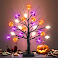 Miniatyrbilde 1 av 5: Halloween-trelys med LED-lykter i form av gresskar, flaggermus og spøkelser, med timer/USB/batteridrift - Halloween-lys for dekorasjon