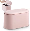 Miniatyrbild 1 av 5: Liten (rosa) bordssopkorg med tryckknappslock för kontor, badrum, kök och sovrum, för förvaring av husdjursfoder