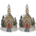 Miniatyrbilde 1 av 5: Julehus med LED-lys, Miniatyrhus med lys, Luminous Julehus, Miniatyr Julehus, Julelys Miniatyr (2 stk)