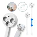1500W power strip, 47-67cm extendable, with 3 outlets, 1 USB-C, 1 USB-A, switch, 360° rotation