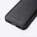 Miniatyrbild 3 av 4: MELKCO Magnetic Case for iPhone 16 Pro Vertical Flip Genuine Leather+PC Shockproof Cover - Multicolor Black