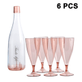 Miniatyrbild 1 av 5: 6-delars Set (5 Vinglas + 1 Vinflaskhållare) Reseförpackning Champagneglas Set Perfekt För Picknick Utomhus Pool, Grill, Trädgård  TvättbarRosa