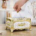Miniatyrbillede 3 af 4: Luksuriøs Vævsæske med Dæksel Akryl Vævsboks Elegant Design Serviet Holder til Hjemmet Badeværelse (Guld med Hvid)
