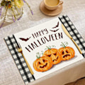 Miniatyrbilde 5 av 5: Sett med 4 absorberende middagsservietter, Halloween-spøkelse svart katt gresskar trestruktur gjenbrukbare servietter vaskbare dukservietter