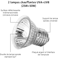 Miniatyrbillede 4 af 5: Skildpadde Varmelampe Sæt Reptil Varmelampe Med 2 Uva Uvb Pærer 25w 50w Lang Base Skildpadde Lampe 360 Rotation Til Skildpadde Reptil Firben Slanger Kamelæoner