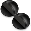 Self-Adhesive Floor Door Stops, Stainless Steel Half-Dome Door Stops with Rubber Buffer for Home and Office, Black, 2-Pack