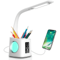 Miniatyrbilde 1 av 5: Skrivebordslampe Led 8w Dimbar, Øyevern Blyant Holder Bordlampe Med Berøringsfelt For Nattelys Og 3 Lysstyrkenivåer, Svanehals Skrivebordslampe Med Lcd