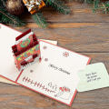 Pikkukuva 3 / 5: 3D Pop Up Joulukortti Merry Christmas Kortti 3D Taittuva Joulukortti Joulukortteja Kirjekuorilla 3D Kortti Käsintehty Lahjakortti Savupiippu