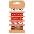 Miniatyrbillede 1 af 5: 5 stk. Glædelig Jul Metallic Grosgrain Bånd til DIY Hårbøjler Gaveindpakning
