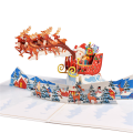 Miniatyrbild 4 av 5: 3D julhälsningskort med popup-julgran och tomte