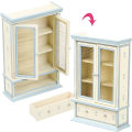 Miniatyrbild 3 av 5: Miniatyrbokhylla skåpmodell Liten möbelprydnad Leksak för dockhusBeige14X6CM Beige 14X6CM