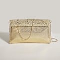 Pikkukuva 4 / 5: Naisten Jousi-Läppä Iltapuku Laukku Glitter Clutch Käsilaukku Olkahihna Ristiriimu Laukut Hopea
