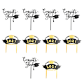 Miniatyrbillede 1 af 5: 10 stk. 2021 Graduation Kageindsatser Toppers Fest Akryl Kage Dekorative Toppers Sort 14X12CM