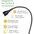 Miniatyrbillede 2 af 5: Dæmpbar Sengelampe, Minimalistisk LED Sengelæselampe, Vægmonteret med USB-oplader (Mat Sort)