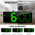 Miniatyrbild 4 av 5: 6,7\" LED Digital Spegelklocka Väckarklocka för Sängbord Morgon, Röstaktiverad/Icke Tickande/Snooze/Temperatur/Datum Tid Justerbar Ljusstyrka, Grön