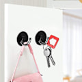 Miniatyrbillede 5 af 5: Rustfrit Stål + Zink Legering Klæbende Væghængere Adhesive Hooks Til Håndklæde, Skabe, Badeværelse, Soveværelse, Køkken Og Kontor (1 stk, Sort)
