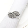Miniatyrbillede 3 af 5: Servietringe, Servietringholder Rhinestone Diamant Servietringe Bladform Servietspænde Til Bryllup Fest Banket Middagsbord (6 stk)