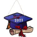 Miniatyrbillede 3 af 4: 1 Sæt Graduation Hat Træskilte Graduation Hat Udskæringer Dør Vægskilte 2023 Grad Dekorationer Blå